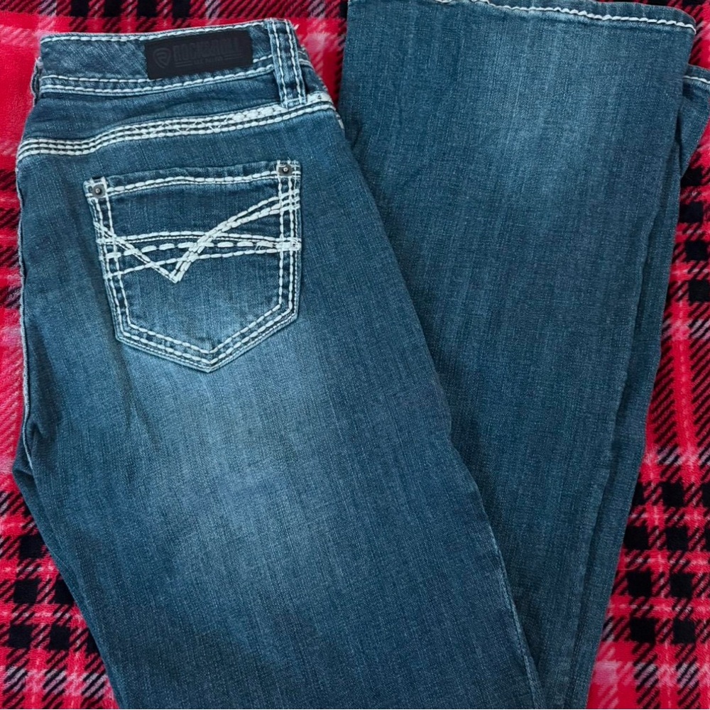 Classic Boot Cut Jeans in Deep Blue